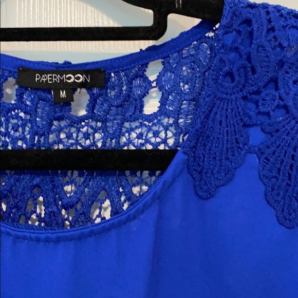 Cobalt Blue with Lace Papermoon High Low Tank  M - Picture 4 of 6
